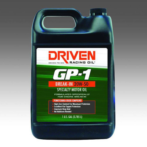 Driven Racing Oil 19556 Motor Oil, GP-1 Specialty, Break-In, 20W50, Conventional, 1 gal Jug, Each