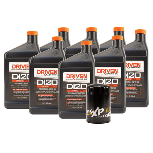 Driven Racing Oil 20825K Motor Oil, DI20, 5W30, Synthetic, Oil Filter Included, Eight 1 qt Bottles, GM LS-Series 2014-19, Kit