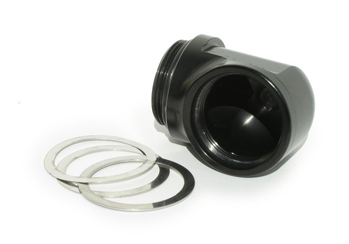 Meziere WN2090S Adapter Fitting, Water Neck, 90 Degree, 20 AN ORB to 20 AN Female, Aluminum, Black Anodized, Each