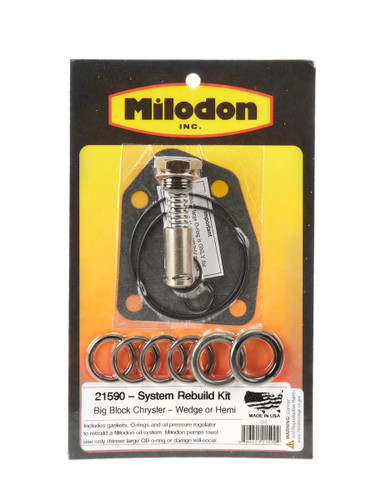 Milodon 21590 Oil System Rebuild Kit, Oil Filter Adapter / Pump Gaskets, Pressure Regulator / O-Rings, External Oil System, Mopar B / RB-Series / 426 Hemi, Kit