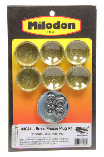 Milodon 34041 Freeze Plug, Complete Engine, Brass, Natural, Mopar B / RB-Series, Kit