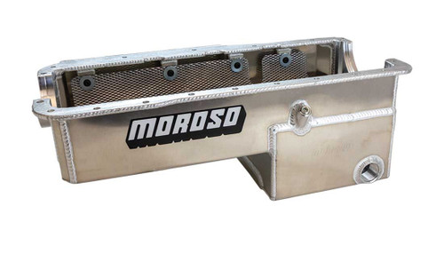 Moroso 20524 Engine Oil Pan, Rear Sump, 7 qt, 8.094 in Deep, Aluminum, Natural, Small Block Ford, Each