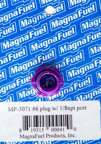 Magnafuel/Magnaflow Fuel Systems MP-3071 Fitting, Plug, 6 AN Male O-Ring, 1/8 in NPT Female Port, Hex Head, Aluminum, Purple Anodized, Each