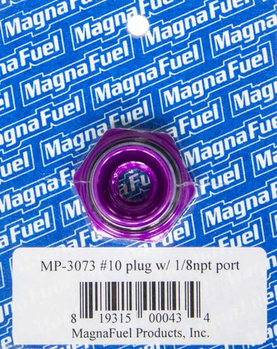 Magnafuel/Magnaflow Fuel Systems MP-3073 Fitting, Plug, 10 AN Male O-Ring, 1/8 in NPT Female Port, Hex Head, Aluminum, Purple Anodized, Each