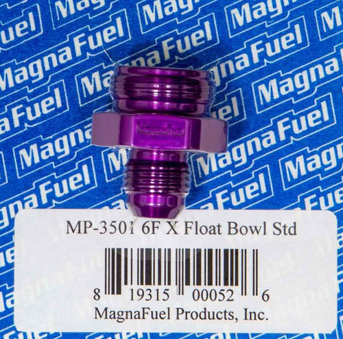 Magnafuel/Magnaflow Fuel Systems MP-3501 Carburetor Inlet Fitting, Straight, 6 AN Female to 7/8-20 in Male, Aluminum, Purple Anodized, Holley Carburetors, Each