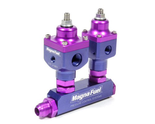 Magnafuel/Magnaflow Fuel Systems MP-9550 Nitrous Oxide Fuel Pressure Regulator Kit, Two Regulators, Fuel Block, Aluminum, Blue / Purple Anodized, Single 4-Barrel Carbs, Kit