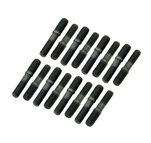 Mr. Gasket 1076 Rocker Arm Stud, 7/16-14 in Base Thread, 3/8-24 in Top Thread, 1.470 in Effective Stud Length, Steel, Black Oxide, Universal, Set of 16