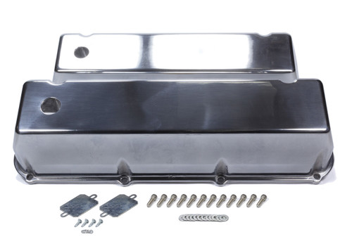 Mr. Gasket 6873G Valve Cover, Tall, Breather Holes, Hardware Included, Aluminum, Polished, Big Block Ford, Pair