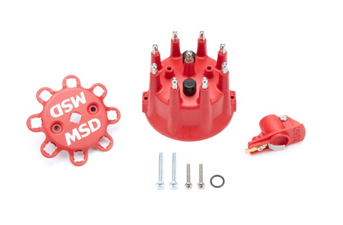 MSD Ignition 7919 Cap and Rotor Kit, HEI Style Terminal, Stainless Terminals, Screw Down, Red, Vented, MSD 12 LT, V8, Kit