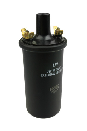 NGK U1163 Ignition Coil, Oil Filled Canister, OE Specs, 4 Male Blade Terminal, 12 VDC, Standard Ignition, Black, Each