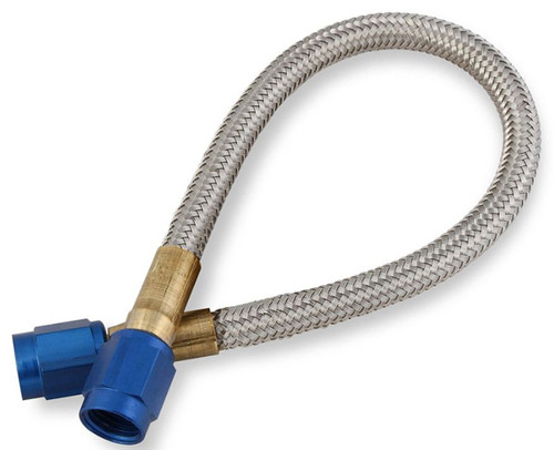Nitrous Oxide Systems 15020NOS Nitrous Hose, 8-1/2 in Long, 3 AN Hose, 3 AN Straight to 3 AN Straight Female, Braided Stainless, PTFE, Blue Fittings, Each