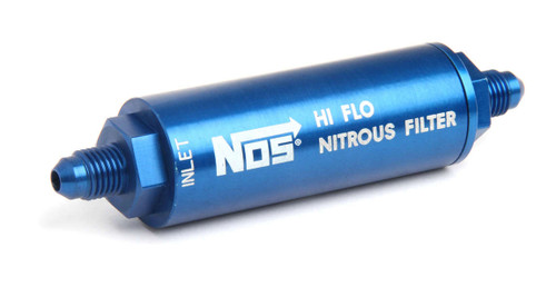 Nitrous Oxide Systems 15550NOS Nitrous Oxide Filter, Hi-Flo, In-Line, 140 Micron, Stainless Element, 4 AN Male Inlet, 4 AN Male Outlet, Aluminum, Blue Anodized, Kit