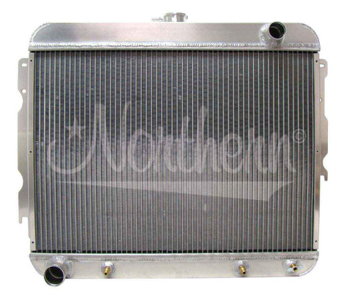 Northern Radiator 205191 Radiator, Muscle Car Downflow, 25.375 in W x 22.500 in H x 3.125 in D, Passenger Side Inlet, Drivers Side Outlet, Trans Cooler, Aluminum, Natural, Mopar B-Body / E-Body 1966-74, Each