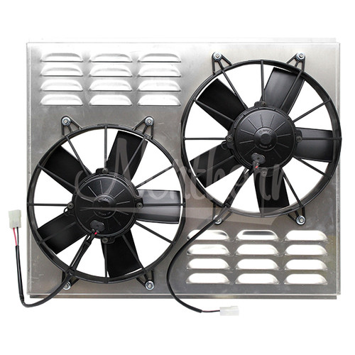 Northern Radiator Z40086 Electric Cooling Fan, Dual, 10 in Fans, Puller, 2230 CFM, 12V, Straight Blade, 21-3/4 x 17-5/8 x 4-7/8 in Shroud, Aluminum Shroud, Kit