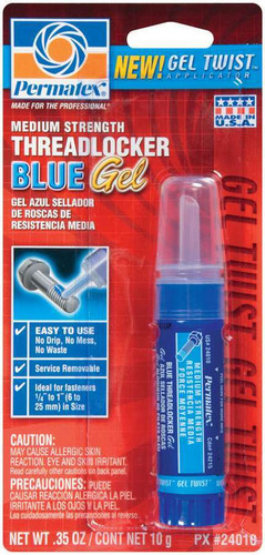 Permatex 24010 Thread Locker, Blue Gel, Medium Strength, 10 g Tube, Each