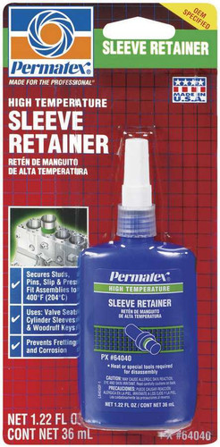 Permatex 64040 Thread Locker, High Temperature Sleeve Retainer, 36 ml Bottle, Each