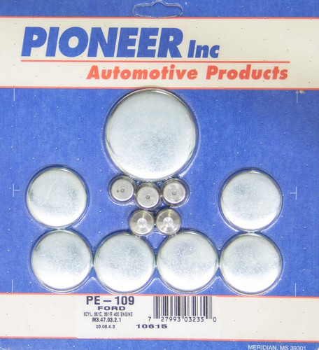 Pioneer PE-109 Freeze Plug, Complete Engine, Steel, Zinc Oxide, Ford Cleveland / Modified, Kit