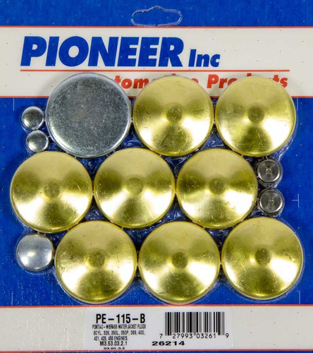 Pioneer PE-115-B Freeze Plug, Complete Engine, Brass, Natural, Pontiac V8, Kit