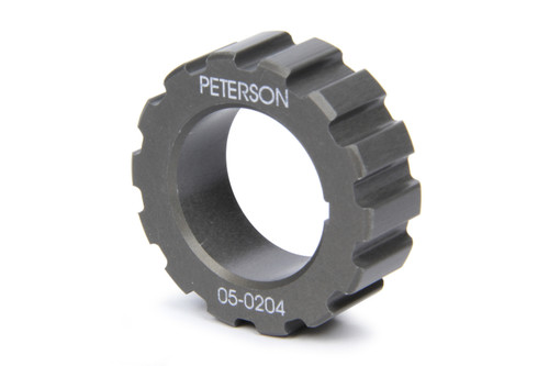 Peterson Fluid 05-0204 Crankshaft Pulley, Gilmer, 14 Tooth, 1/2 in Wide, 3/8 in Pitch, 1 in Mandrel, 1/8 in Keyway, Aluminum, Gray Anodized, Universal, Each