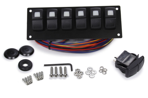 Painless Wiring 58104 Switch Panel, Track Rocker, Dash Mount, 6 Rockers, Installation Hardware / Wiring Harness Included, Indicator Lights, Black, Painless Track Rocker System, Kit