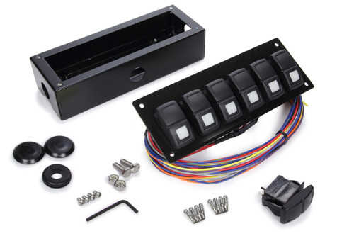 Painless Wiring 58106 Switch Panel, Track Rocker, Under Dash Mount, 6 Rockers, Installation Hardware / Wiring Harness Included, Indicator Lights, Black, Painless Track Rocker System, Kit