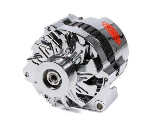 Powermaster 37461 Alternator, CS130, 140 amp, 12V, 1-Wire / 3-Wire, 6-Rib Serpentine Pulley, Aluminum Case, Chrome, GM, Each