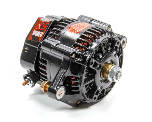 Powermaster 8148 Alternator, Denso Style Race, Denso 118 mm, 150 amp, 12-16V, 1-Wire, No Pulley, Aluminum Case, Black Powder Coat, Denso Style, Each