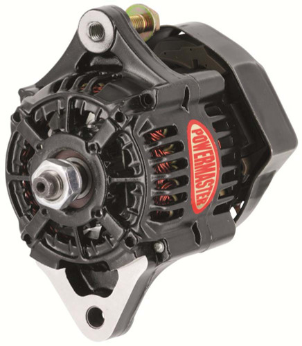 Powermaster 8182 Alternator, Denso Style Race, Denso 93 mm, 75 amp, 12V, 1-Wire, No Pulley, Aluminum Case, Black Powder Coat, Denso Style, Each