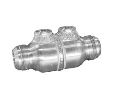 Pwr North America 70-11003 Radiator Check Valve, Flapper, 20 AN Male Inlet, 20 AN Male Outlet, Two 8 AN Female O-Ring Ports, Aluminum, Natural, Each