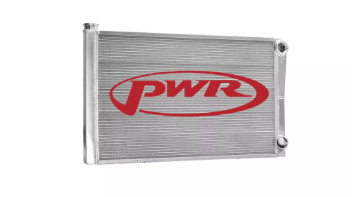 Pwr North America 902-31190 Radiator, 31 in W x 19 in H x 1-3/4 in D, Dual Pass, Passenger Side Inlet, Passenger Side Outlet, Aluminum, Natural, Universal, Each