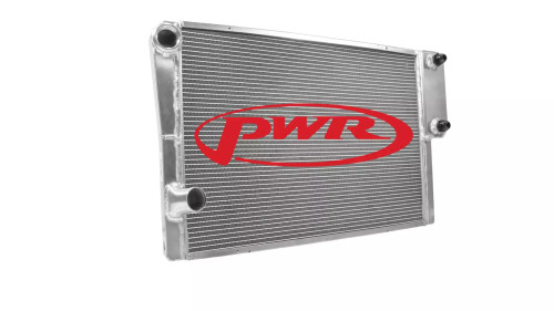 Pwr North America 906-30194 Radiator, 30 in W x 19 in H x 1-3/4 in D, Dual Pass, Driver Side Inlet, Driver Side Outlet, Aluminum, Natural, Universal, Each