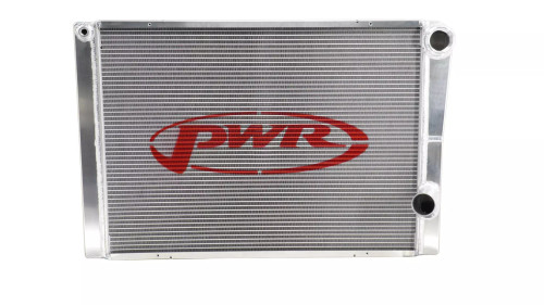 Pwr North America 912-28191 Radiator, 28 in W x 19 in H x 1-3/4 in D, Dual Pass, Passenger Side Inlet, Passenger Side Outlet, Aluminum, Natural, Late Model, Each