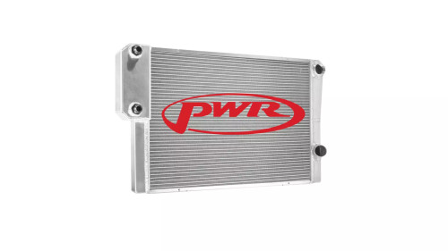 Pwr North America 918-30191 Radiator, Single Row Extruded Tube, 30 in W x 19 in H x 1-3/4 in D, Passenger Side Inlet, Passenger Side Outlet, Aluminum, Natural, Late Model, Each