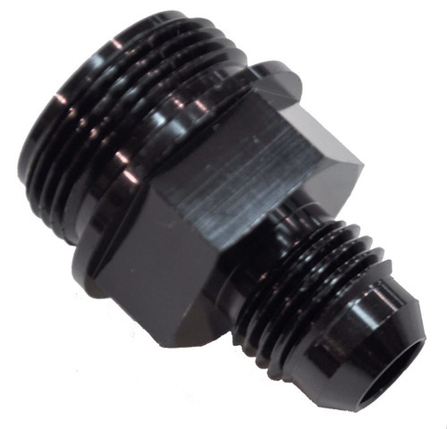 Quick Fuel Technology 19-36QFT Fitting, Adapter, Straight, 6 AN Male to 7/8-20 in Male, Aluminum, Black Anodized, Each