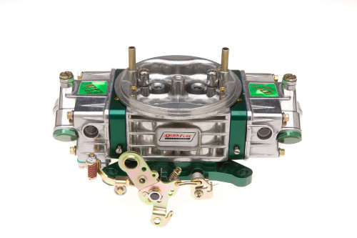 Quick Fuel Technology Q-850-E85 Carburetor, Q-Series Drag Race, 4-Barrel, 850 CFM, Square Bore, No Choke, Mechanical Secondary, Dual Inlet, Polished / Green Anodized, E85, Each