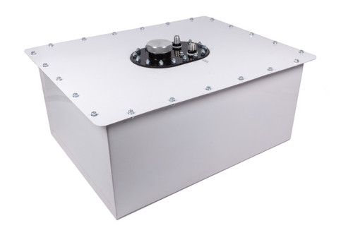 Rci 1162CW Fuel Cell and Can, Circle Track, 16 gal, 26 in Wide x 18-1/2 in Deep x 11-1/2 in Tall, 10 AN Male Outlet, 8 AN Male Vent, Steel, White Powder Coat, Each