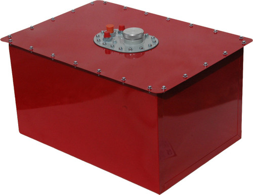 Rci 1222G Fuel Cell and Can, Circle Track, 22 gal, 18-1/2 in Wide x 26 in Deep x 15-1/2 in Tall, 10 AN Male Outlet, 8 AN Male Return, 8 AN Male Vent, Steel, Red Powder Coat, Shaw, Each
