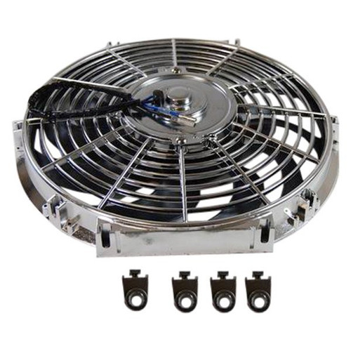 Racing Power Co-Packaged R1203 Electric Cooling Fan, 12 in Fan, Push / Pull, 1550 CFM, 12V, Curved Blade, 11-3/4 x 12-1/4 in, 2-5/8 in Thick, Plastic, Kit