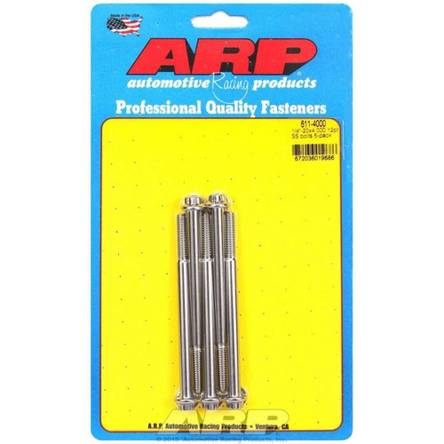 ARP 611-4000 Bolts, 1/4-20 in. 12-Point, Stainless Steel, Polished, RH Thread, Set of 5
