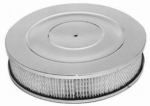 Racing Power Co-Packaged R2148 Air Cleaner Assembly, 14 in Round, 3 in Element, 5-1/8 in Carb Flange, Raised Base, Steel, Chrome, Kit