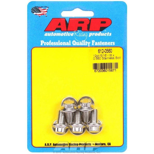 ARP 612-0560 Bolts, 5/16-18 in. 12-Point, Stainless Steel, Polished, RH Thread, Set of 5