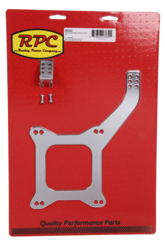 Racing Power Co-Packaged R2333 Throttle Cable Bracket, 4 Hole Under Carb Mount, Steel, Chrome, Square Bore, Kit