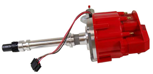 Racing Power Co-Packaged R3915 Distributor, Ready-To-Run, Magnetic Pickup, Vacuum Advance, HEI Style Terminal, Red, Chevy V8, Each