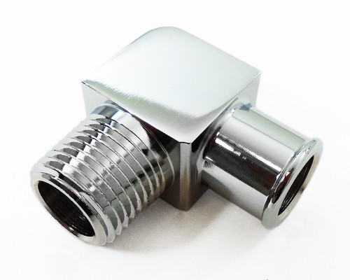 Racing Power Co-Packaged R4529 Fitting, Adapter, 90 Degree, 1/2 in NPT Male to 3/4 in Hose Barb, Aluminum, Chrome, Each