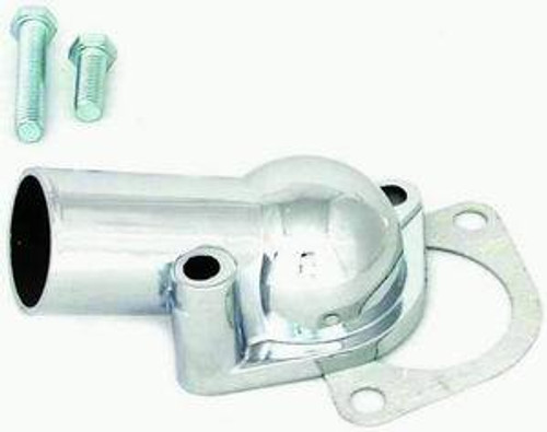 Racing Power Co-Packaged R4789 Water Neck, 75 Degree, 1-1/2 in ID Hose, Gasket / Hardware Included, Steel, Chrome, Chevy V8, Each