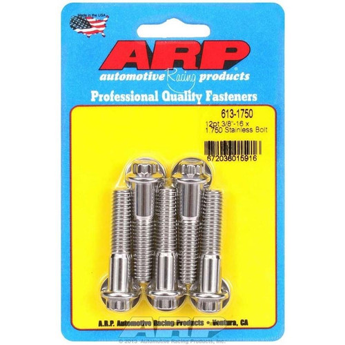 ARP 613-1750 Bolts, 3/8-16 in. 12-Point, Stainless Steel, Polished, RH Thread, Set of 5