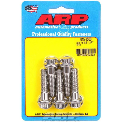 ARP 615-1500 Bolts, 3/8-16 in. 12-Point, Stainless Steel, Polished, RH Thread, Set of 5