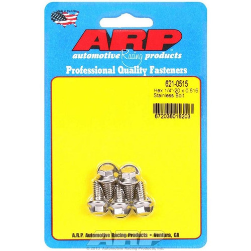 ARP 621-0515 Bolts, 1/4-20 in. Hex, Stainless Steel, Polished, RH Thread, Set of 5