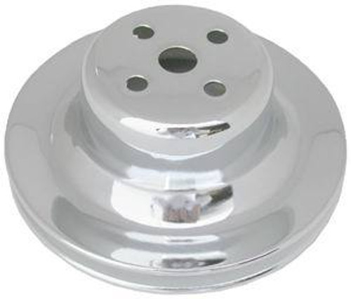 Racing Power Co-Packaged R8970 Water Pump Pulley, V-Belt, 1 Groove, 5.880 in Diameter, Aluminum, Chrome, Small Block Ford, Each