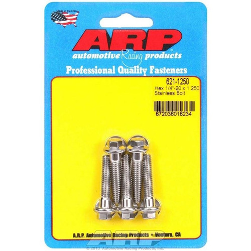 ARP 621-1250 Bolts, 1/4-20 in. Hex, Stainless Steel, Polished, RH Thread, Set of 5